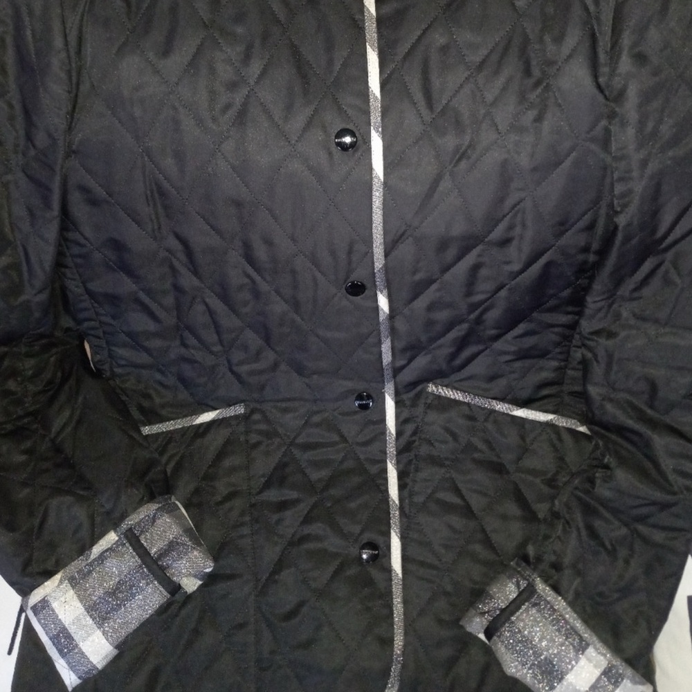 Authentic Burberry Quilted Diamond Classic Jacket with Silver Shimmer XL
